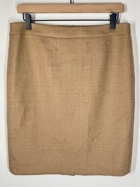 J Crew No 2 Pencil Skirt Sz 8 Camel 100% Wool Old Money Quiet Luxury Preppy CBK